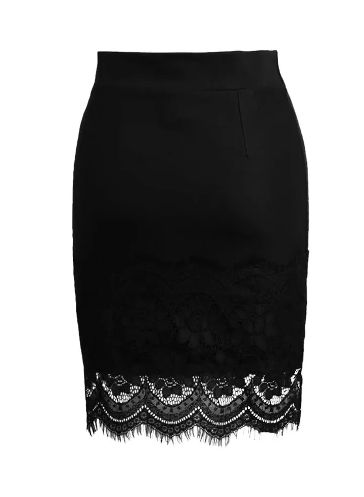 High Waist Lace Skirt Black
