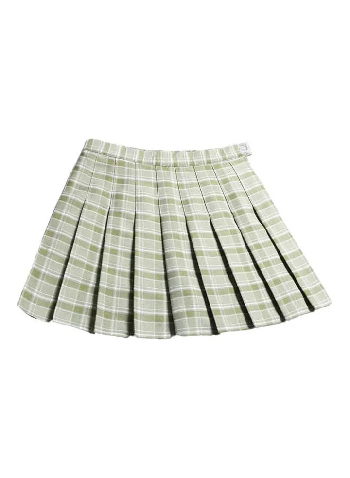 High Waist Flared Skirt Light Green