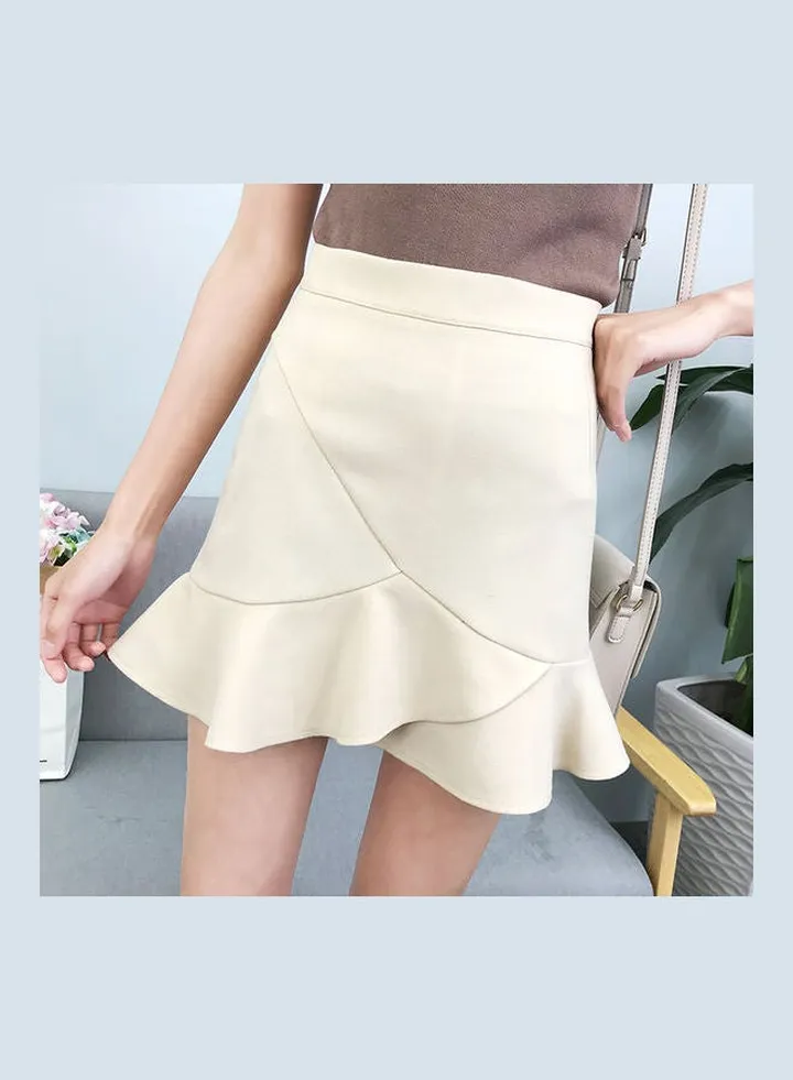 Safety Stretch Cotton Fishtail Skirt Apricot