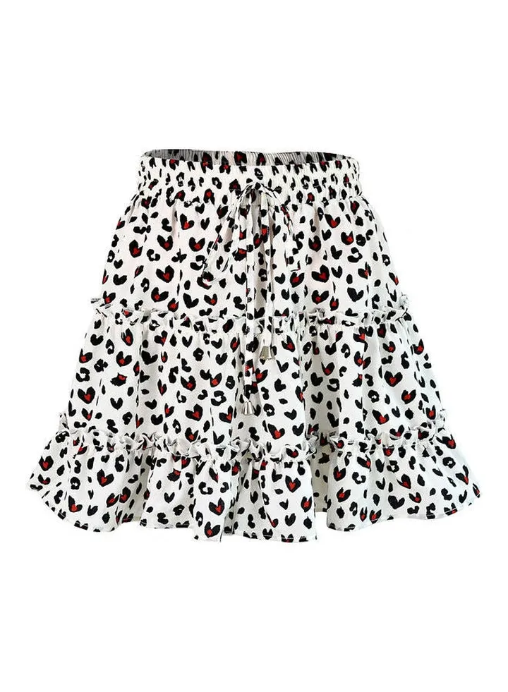 Animal Printed Mini Skirt White/Black/Red