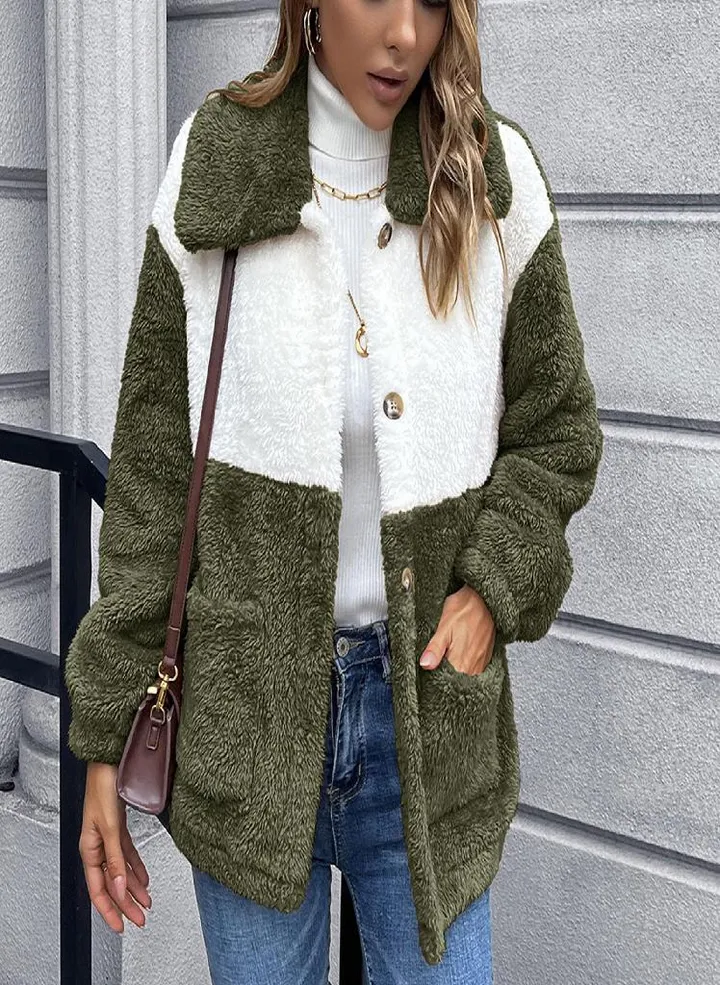 Women's Fashion Double-Faced Plush Short Single-Breasted Jacket Top Coat