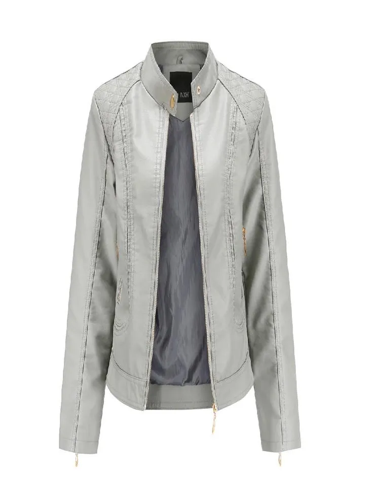 Winter Warm Women Short Coat Leather Jacket Zipper Tops Overcoat Outwear