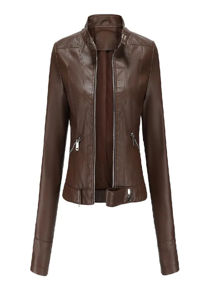 Leather Jacket Women 'S Short Small Jacket Stand Collar Women 'S Leather Jacket Women 'S Thin Leather Jacket