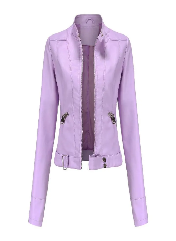Leather Jacket Women 'S Short Small Jacket Stand Collar Women 'S Leather Jacket Women 'S Thin Leather Jacket