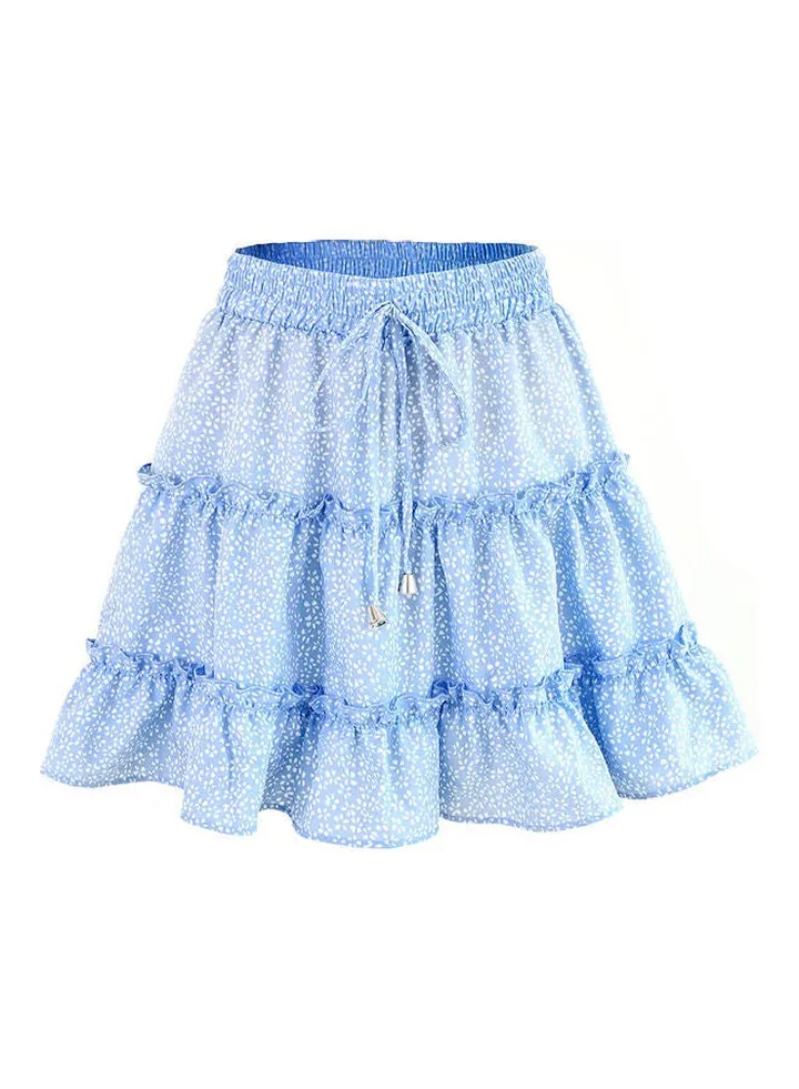 Floral Printed Mini Skirt Blue/White