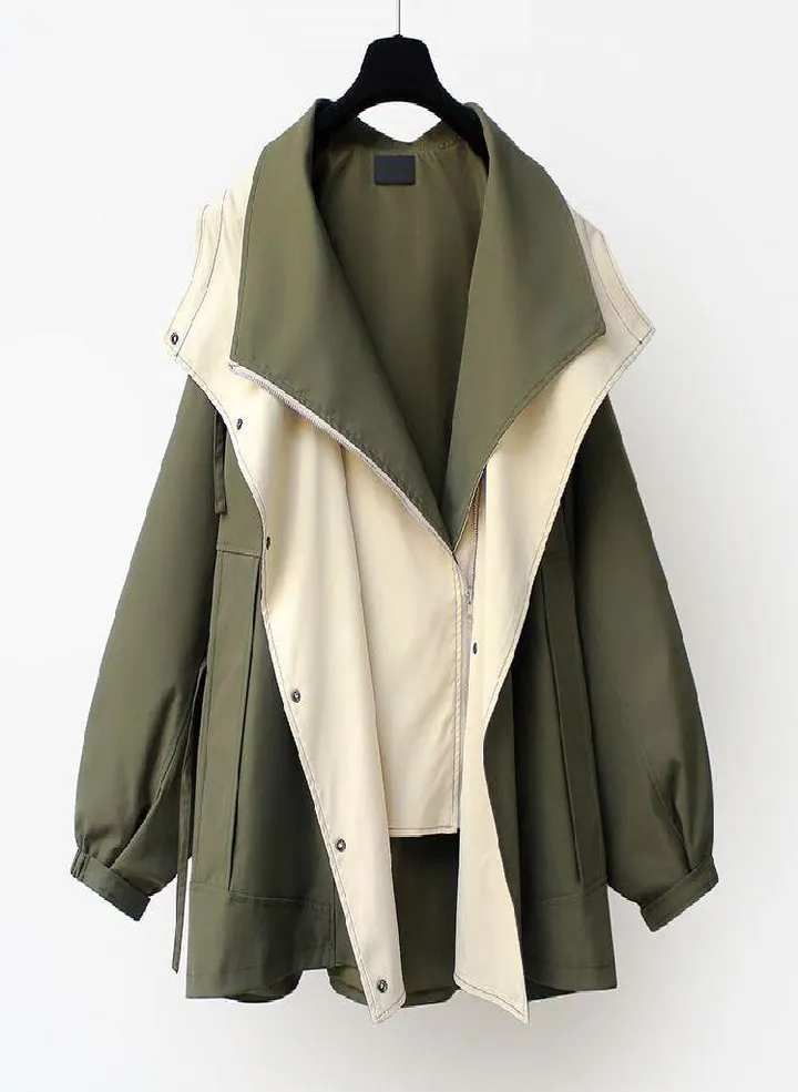 Mid Length Trench Coat for Women Spring and Autumn Wear Casual and Popular Work Clothes Fashionable Long Sleeved Jacket