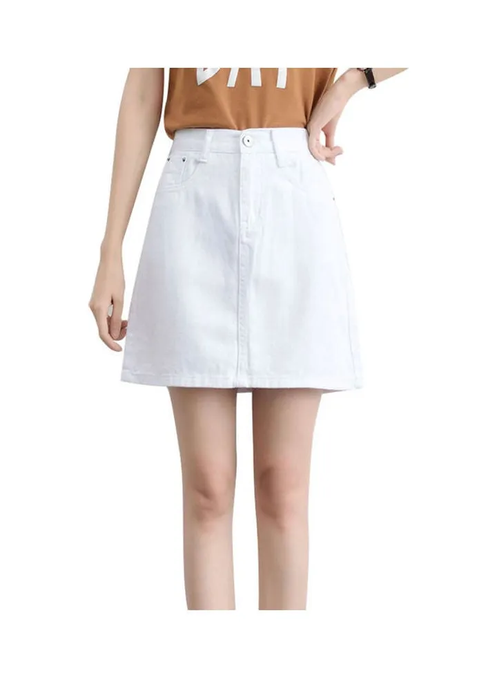 Denim Mini Skirt White