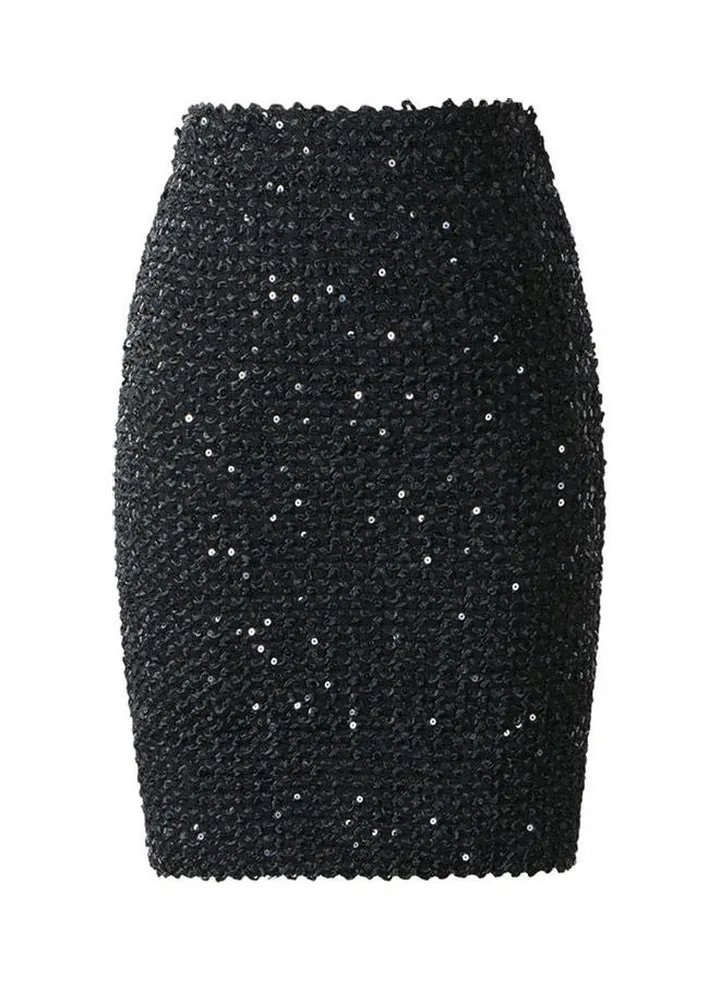 Elastic High Waist Mini Skirt Black