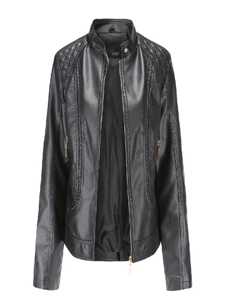Winter Warm Women Short Coat Leather Jacket Zipper Tops Overcoat Outwear