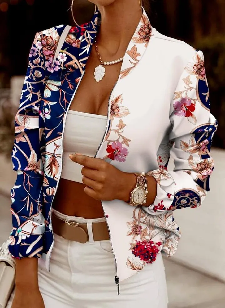 Women's Jacket Autumn and Winter Jacket Retro Zipper Casual Blazer Jacket Women