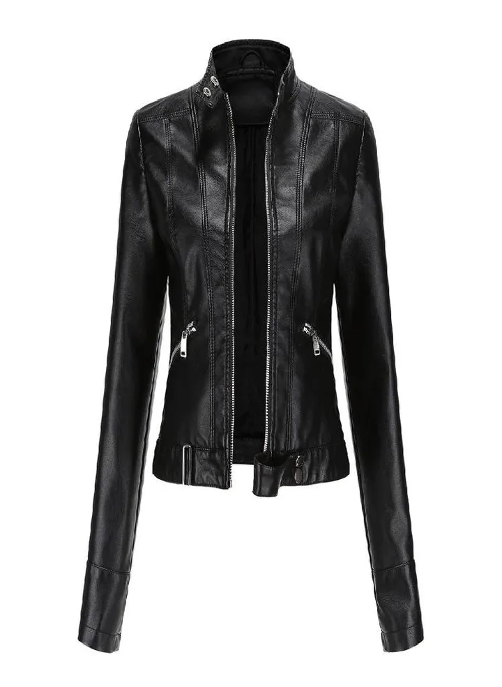 Leather Jacket Women 'S Short Small Jacket Stand Collar Women 'S Leather Jacket Women 'S Thin Leather Jacket