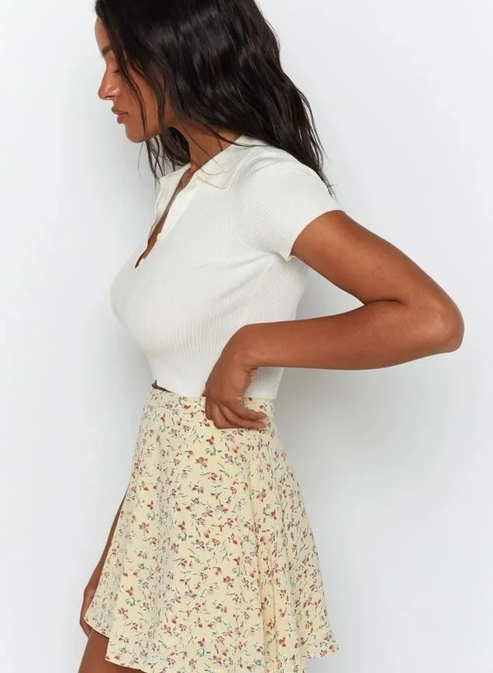 Women's Fashion Floral High-waisted Umbrella Skirt Invisible Zipper Chiffon Short Skirt