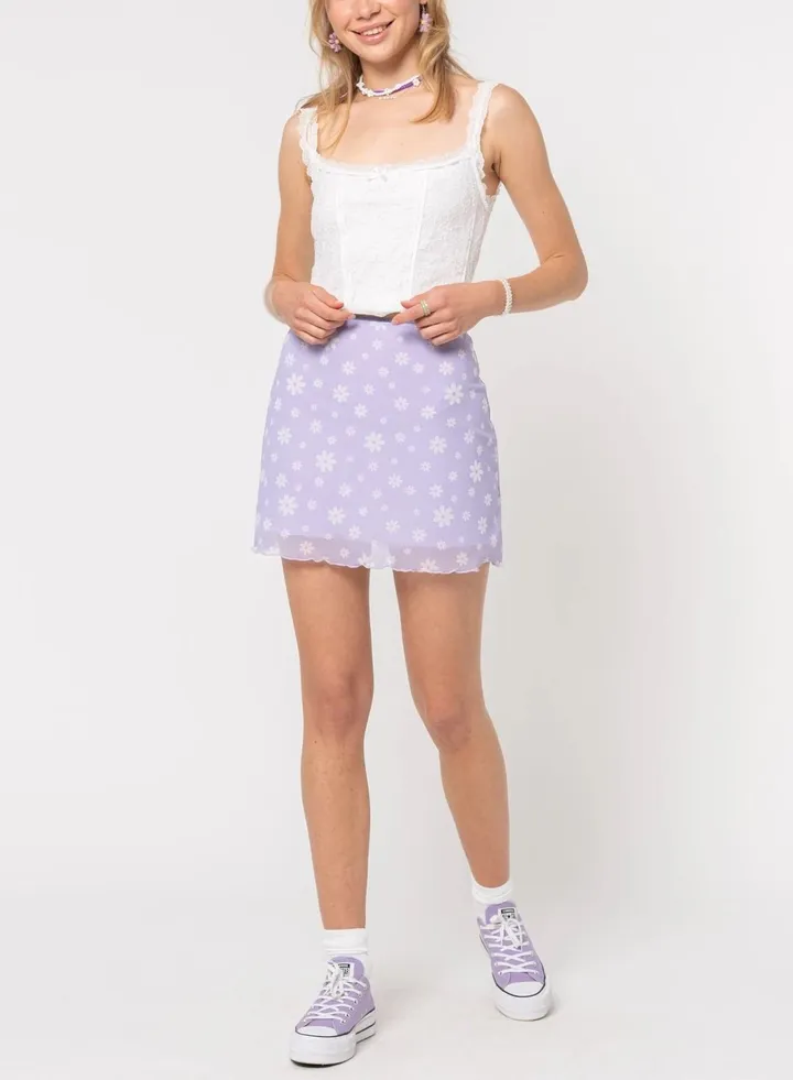 Women's Fashion Printed Gauze High-waisted Double-layer Slim Short Skirt