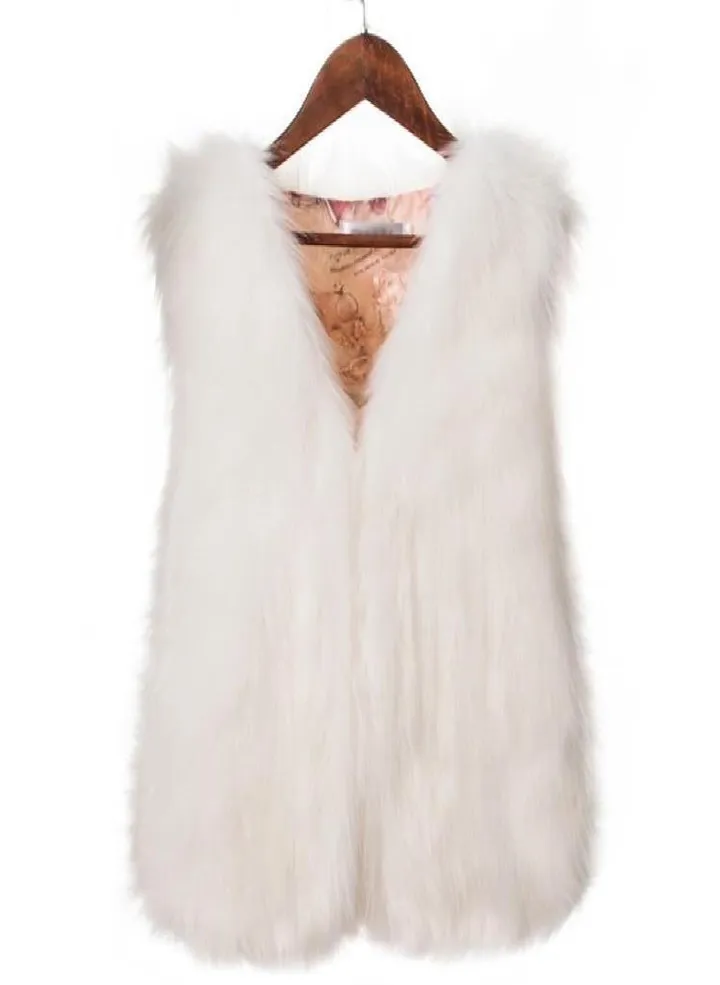 Ramidos Womens Sleeveless Faux Fur Waistcoat Solid Collor Winter Loose Vest Coat