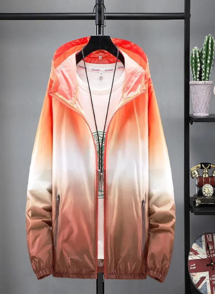 Women's Fashion Casual Gradient Hooded Light Outdoor Sports Sunscreen Coat