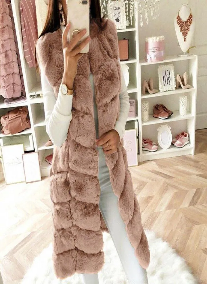 Womens Faux Gilet Vest Sleeveless Waistcoat Body Warmer Jacket Coat Outwear