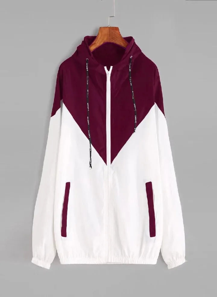 Women Long Sleeve Patchwork Thin Skinsuits Hooded Zipper Pockets Sport Coat