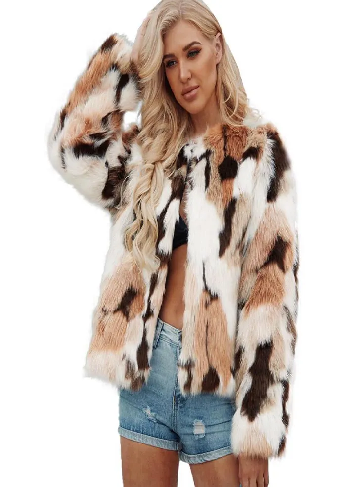 Womens Ladies Warm Faux Wollen Coat Jacket Winter Turn Down Collar Outerwear