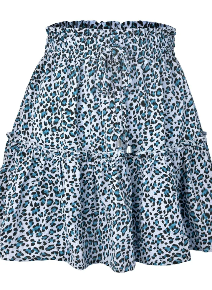 New Women's High-waisted Floral Half Skirt Peplum Printed A-Line Short Skirt