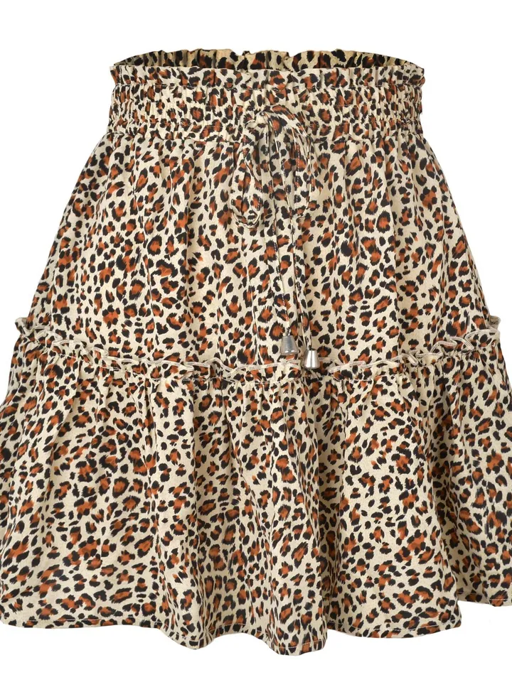 New Women's High-waisted Floral Half Skirt Peplum Printed A-Line Short Skirt