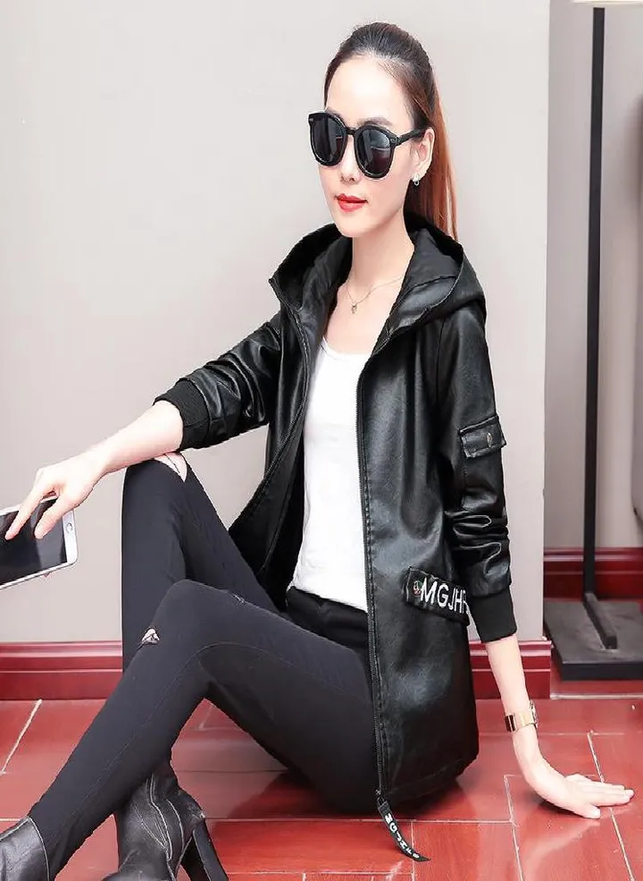 Short Leather Jacket Women Pu Leather Jacket