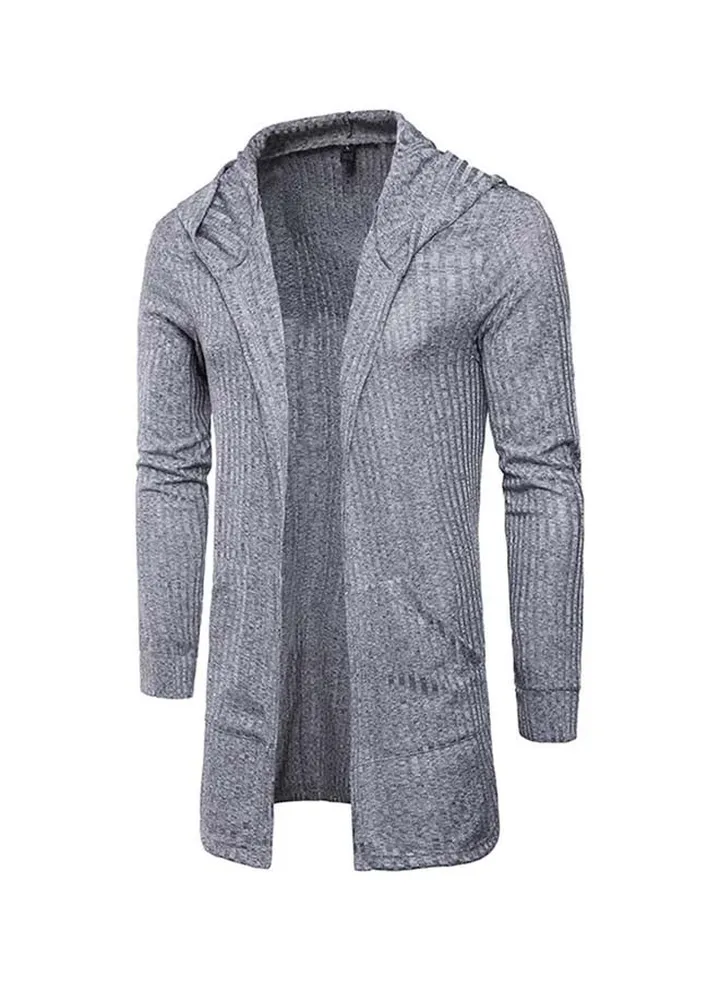 Long Sleeve Hooded Cardigan Grey