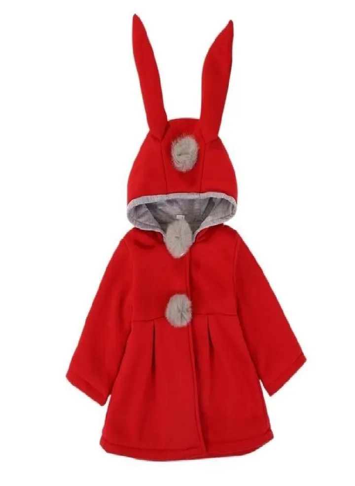 Girls Cute Cartoon Rabbit Ear Hooded Jacket Winter Long Sleeve Warm Kids Coat