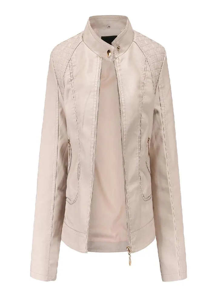 Winter Warm Women Short Coat Leather Jacket Zipper Tops Overcoat Outwear
