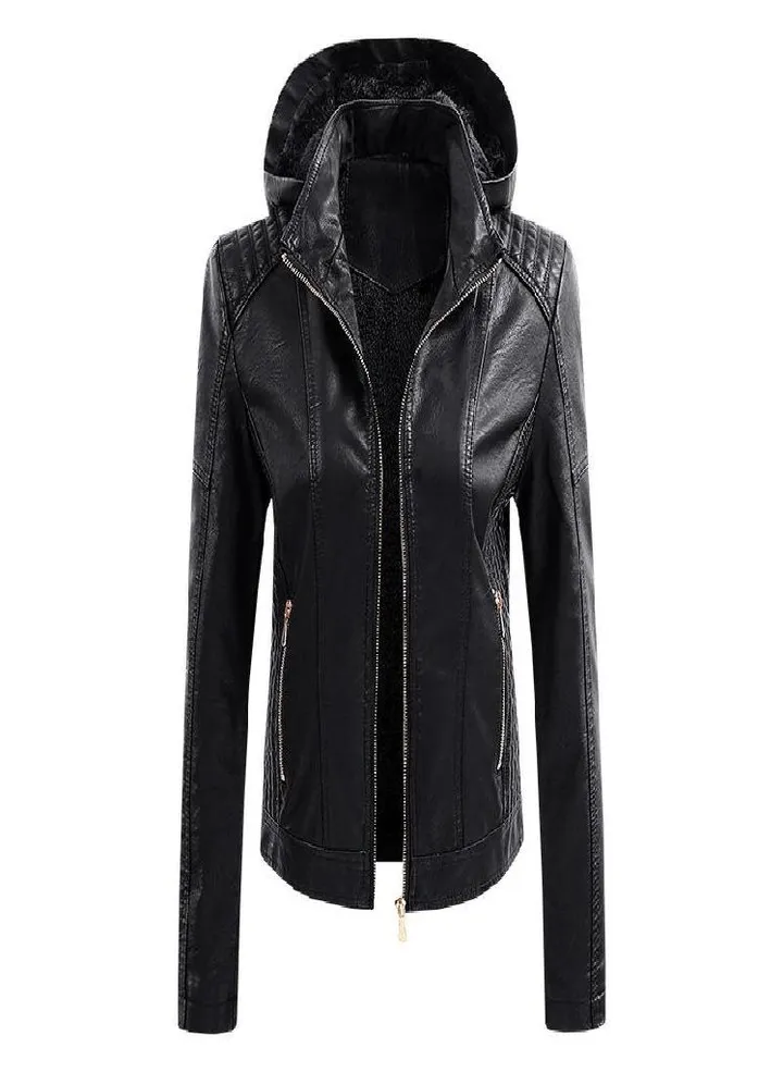 Ladies Jacket Coat Removable Hooded Pu Ladies Leather Jacket Ladies Leather Jacket Ladies