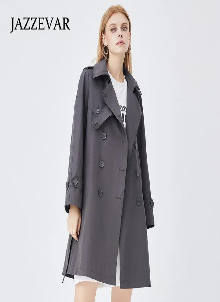 JAZZEVAR Medium and Long Windbreaker Coat Women's Autumn New British High-quality Coat