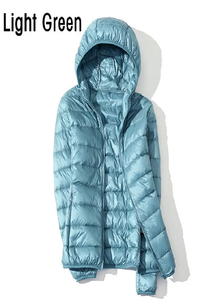 Women Autumn White Duck Down Jacket Coat Windproof Hooded Warm Casual Winter M-5XL