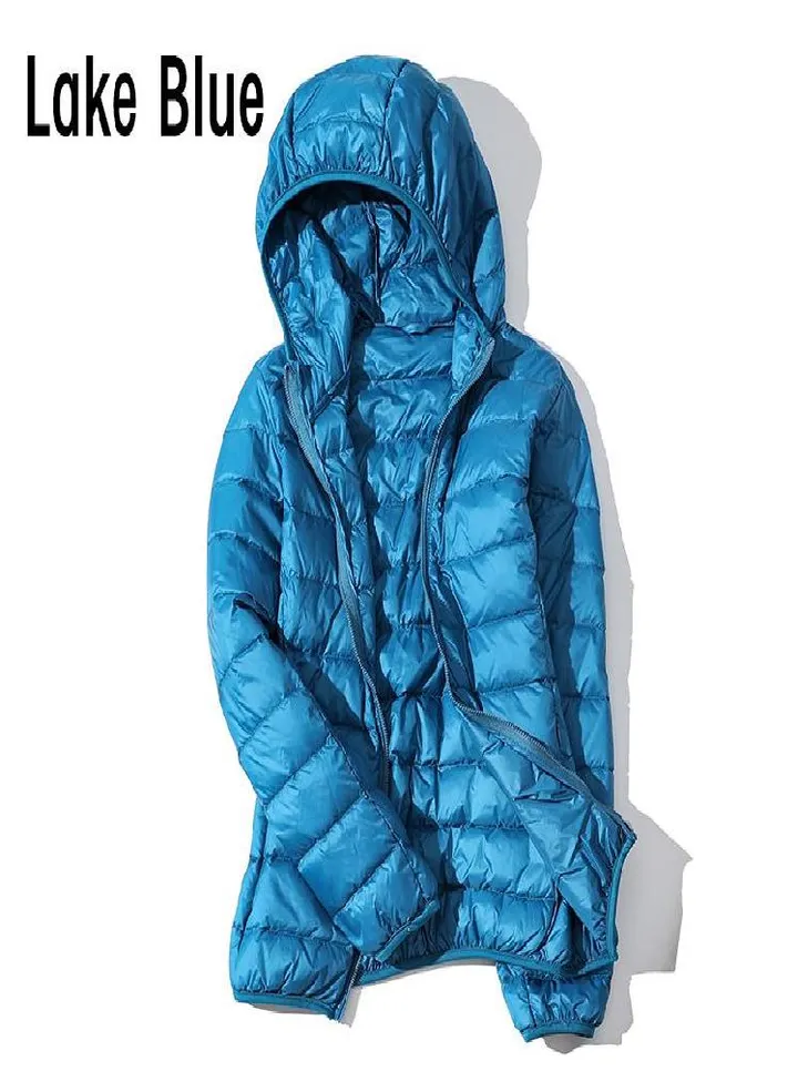 Women Autumn White Duck Down Jacket Coat Windproof Hooded Warm Casual Winter M-5XL