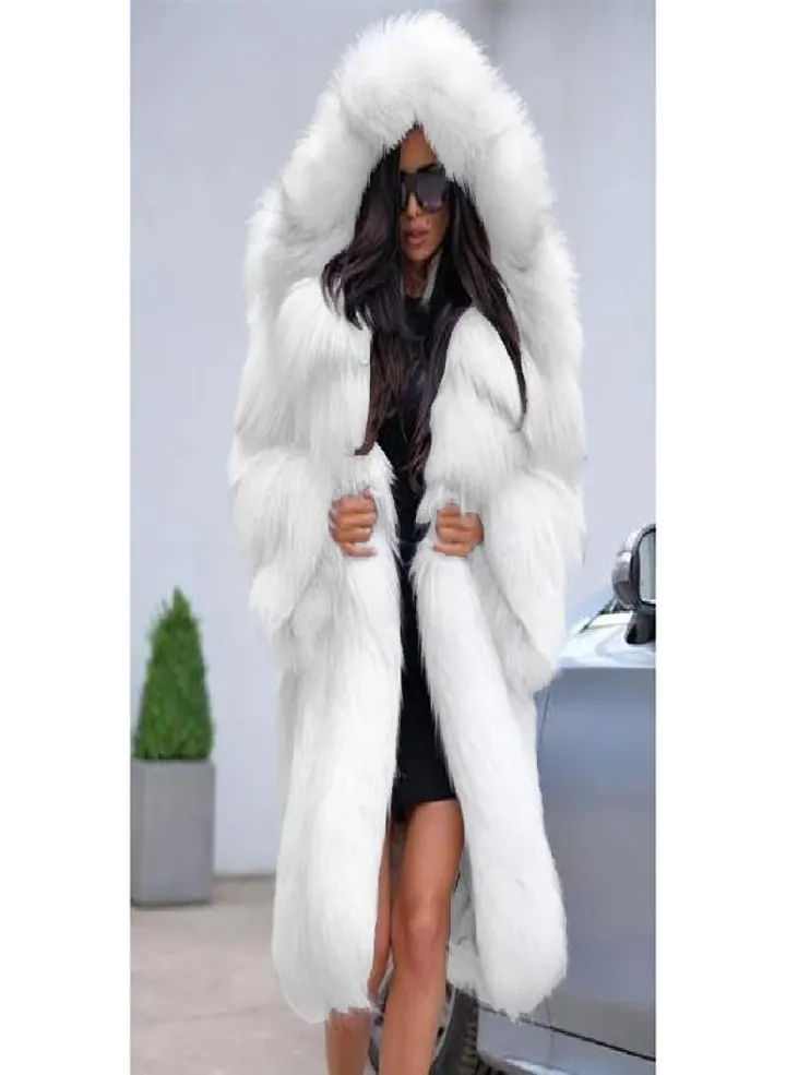 Autumn and WinterHigh-end Artificial Mink Coat Long Warm Fur Coat Casual Hooded Coat Plus Size