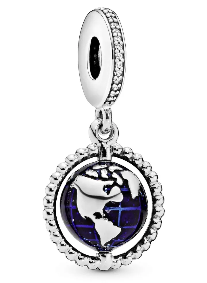 Pandora Jewelry Rotating Globe Pendant Cubic Zirconia 925 Sterling Silver