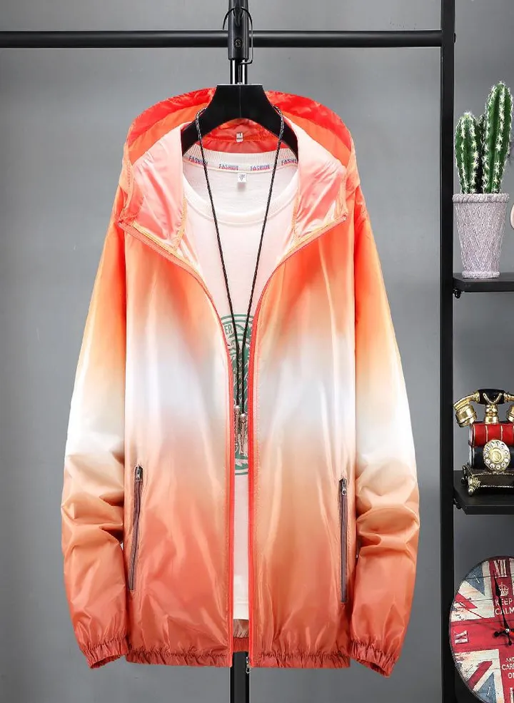 Women's Fashion Casual Gradient Hooded Light Outdoor Sports Sunscreen Coat