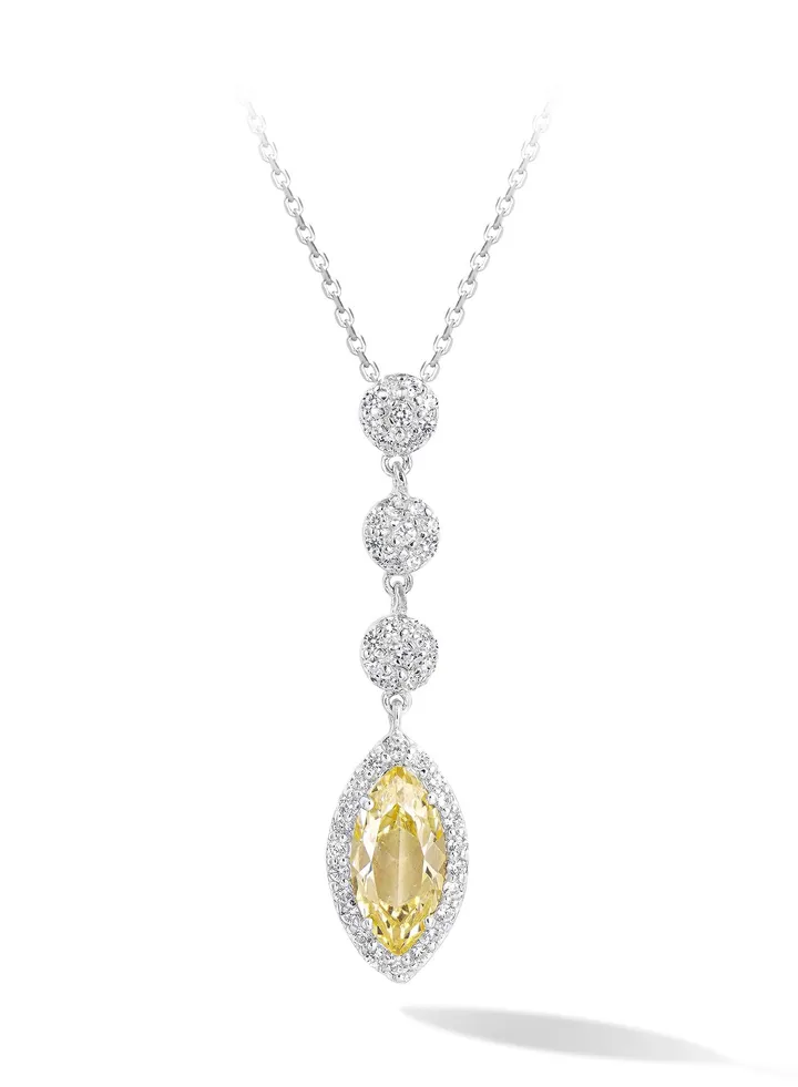 Pendant Necklace for Women with Yellow Zirconia Gemstone Gift for Wife Girlfriend Mother