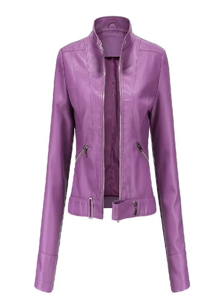 Leather Jacket Women 'S Short Small Jacket Stand Collar Women 'S Leather Jacket Women 'S Thin Leather Jacket