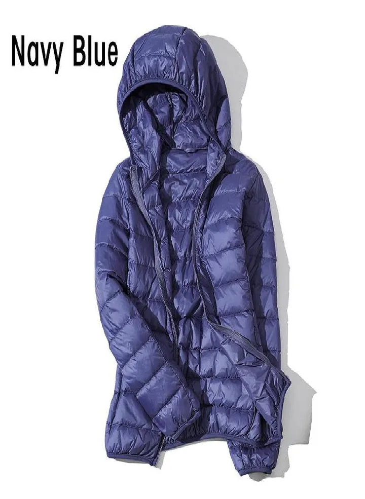 Women Autumn White Duck Down Jacket Coat Windproof Hooded Warm Casual Winter M-5XL