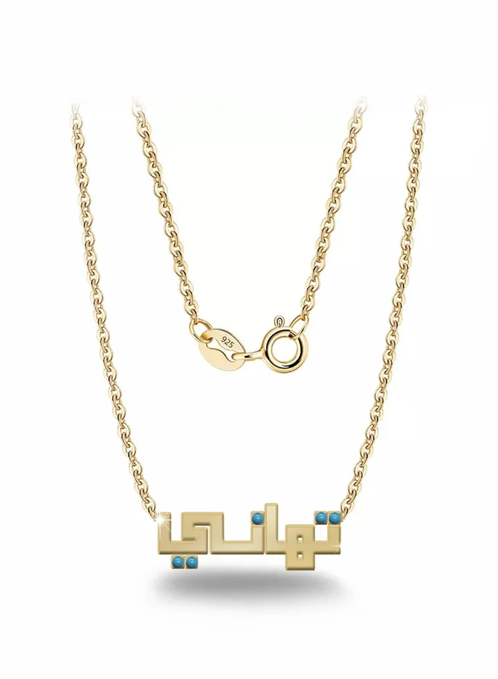 Tahani name necklace for women made of 925 silver, gold plated