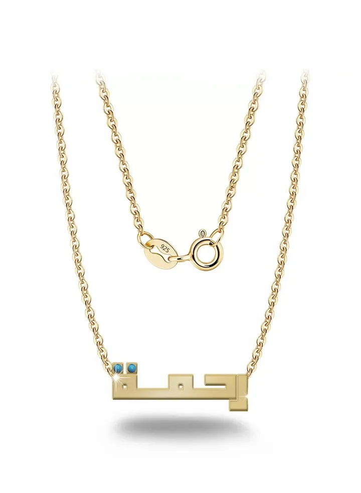Womens necklace chain with name pendant made of 925 silver Rahma name