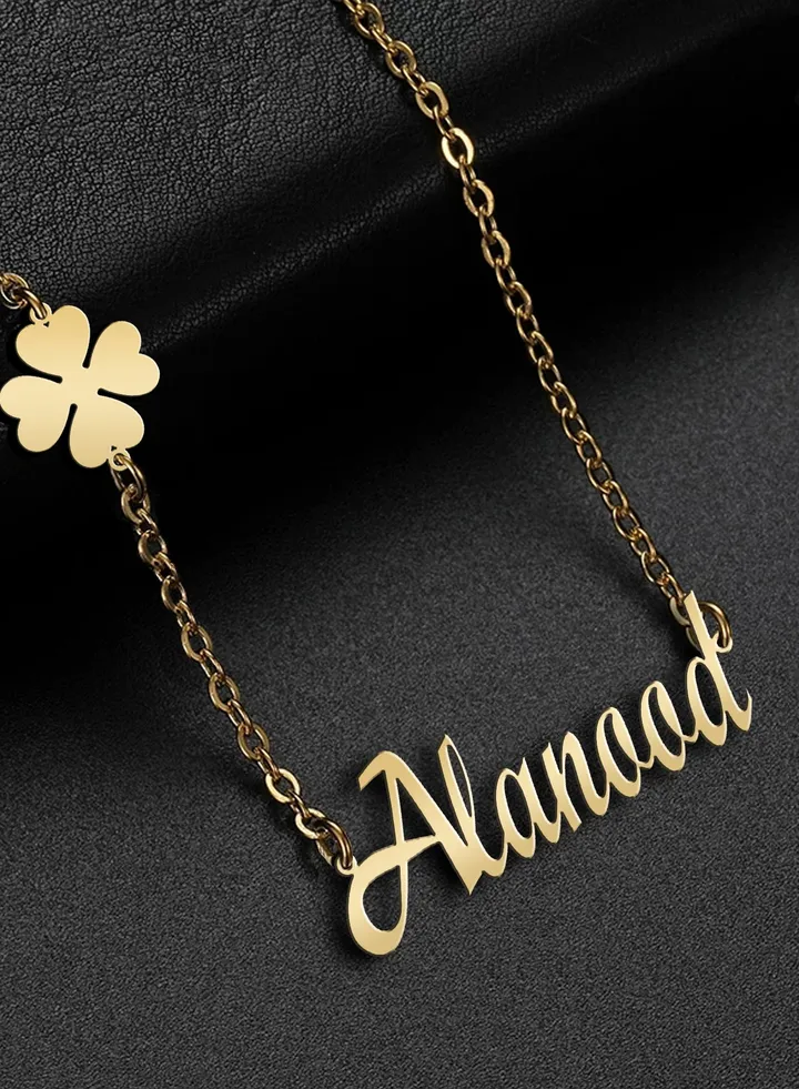 Women's necklace, chain with name pendant made of 925 silver, gold plated with the name Alanood