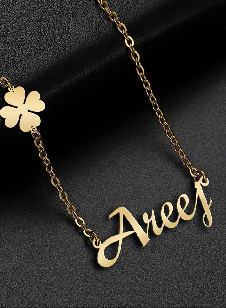 Women's necklace, chain with name pendant made of 925 silver, gold plated with the name Areej