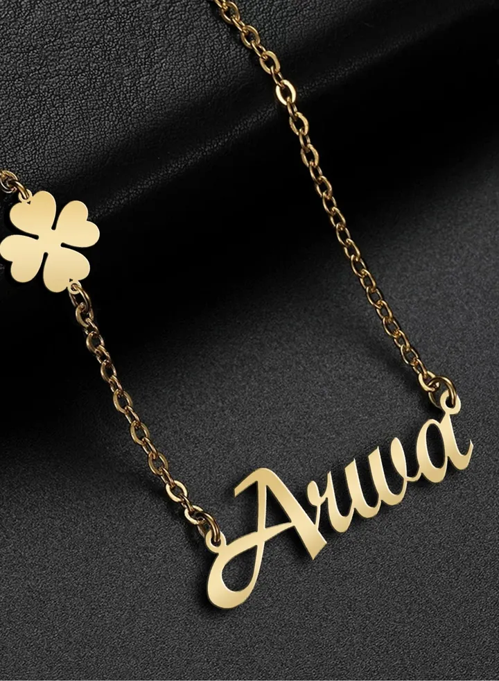 Women's necklace, chain with name pendant made of 925 silver, gold plated with the name Arwa
