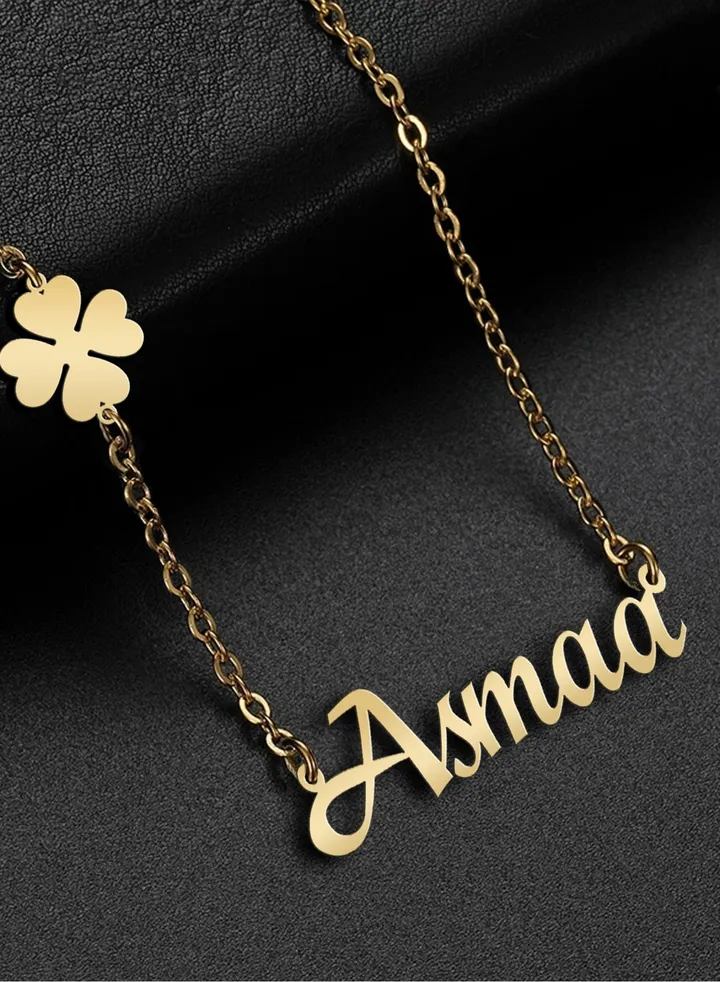 Women's necklace, chain with name pendant made of 925 silver, gold plated with the name Asmaa