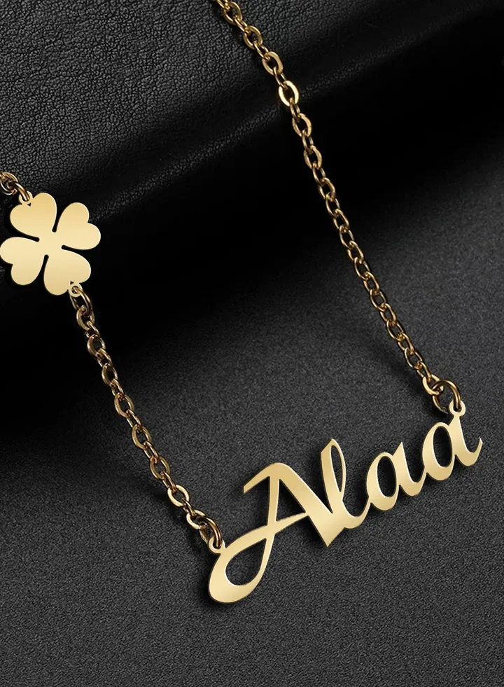 Women's necklace, chain with name pendant made of 925 silver, gold plated with the name Alaa