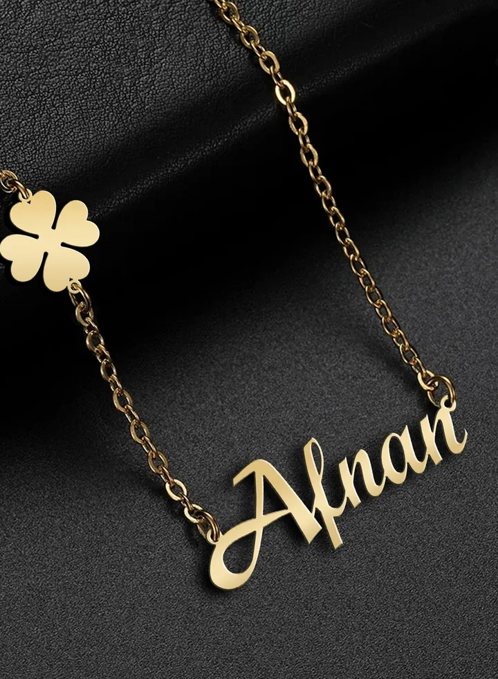 Womens necklace chain with name pendant made of 925 silver gold plated the name Afnan