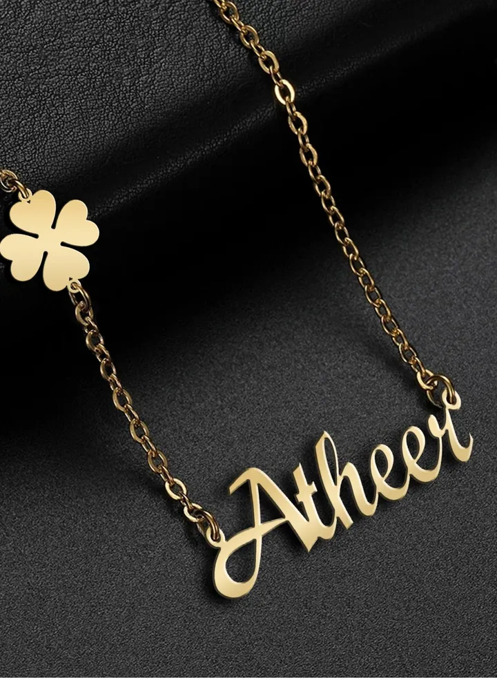 Women's necklace, chain with name pendant made of 925 silver, gold plated with the name Atheer