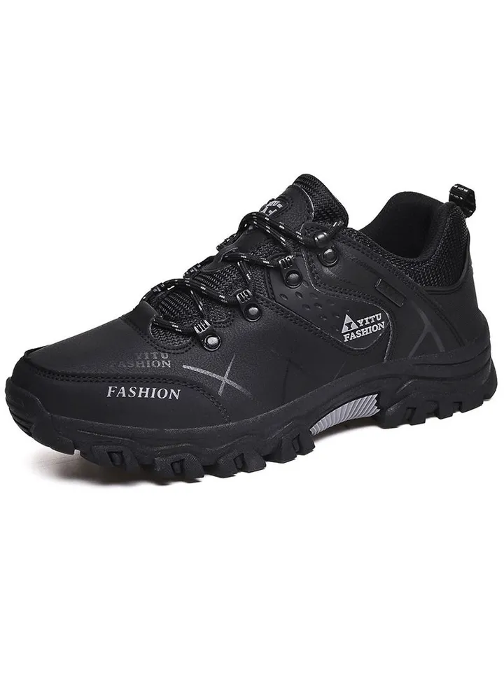 Camping Climbing Lace-Up Hiking Shoe Black