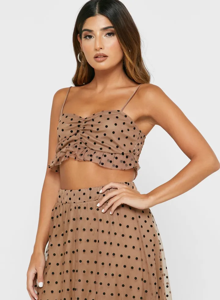 Printed Strappy Crop Top