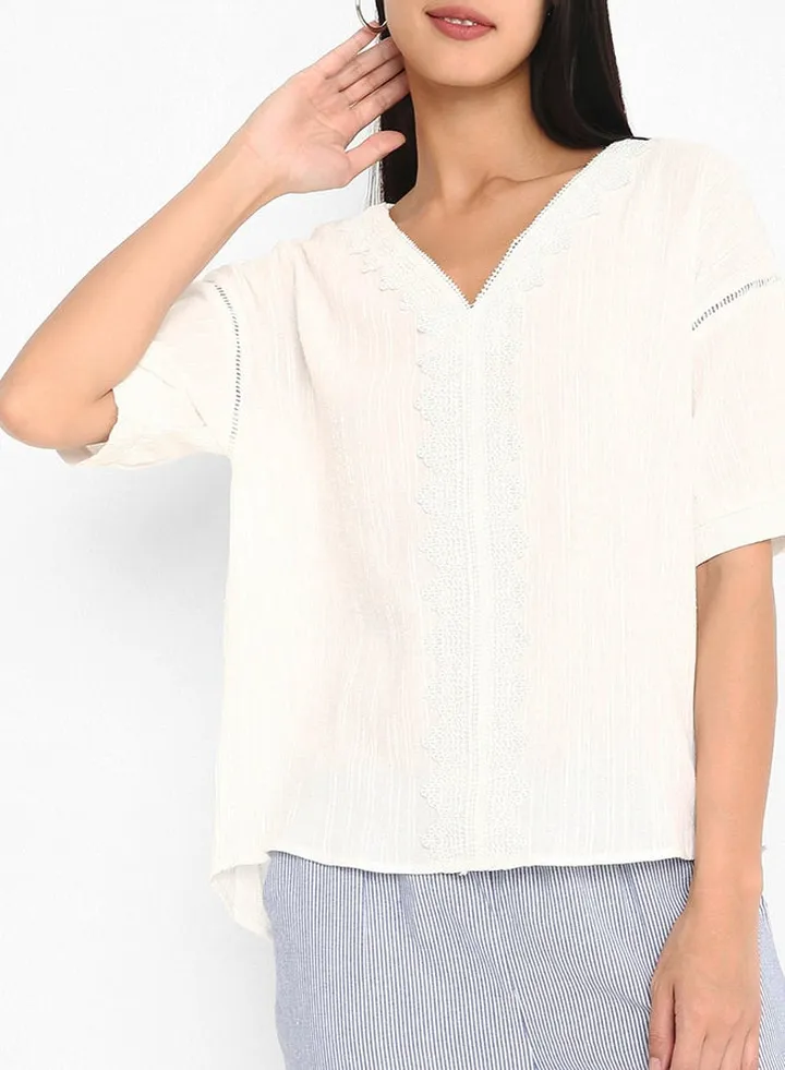 Lace Detail Top White